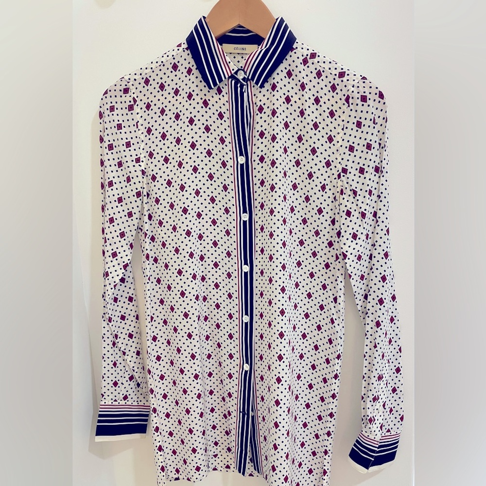 Celine, 70’s print silk blouse. Phoebe Philo era.